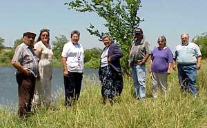 Members of the pond naming team, in order from left to right: Orlando Green Lisa Lehnhoff, Mary LeClere, Cecelia Jackson, John Jackson, Sydney Van Zile and Rodney Green.
